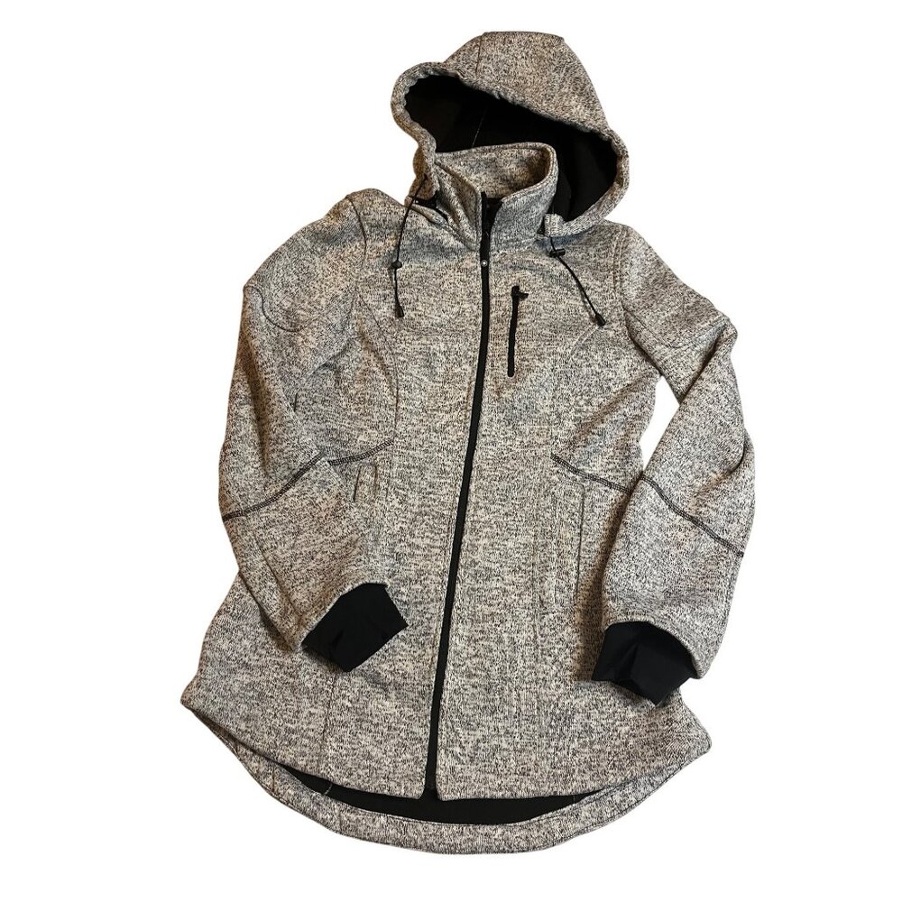 Halifax HFX Womens M High Performance Hooded Luna knit  Jacket Heather Gray